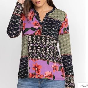 NWT Johnny Was Zanda Split Neck Top Size Small Retail $138